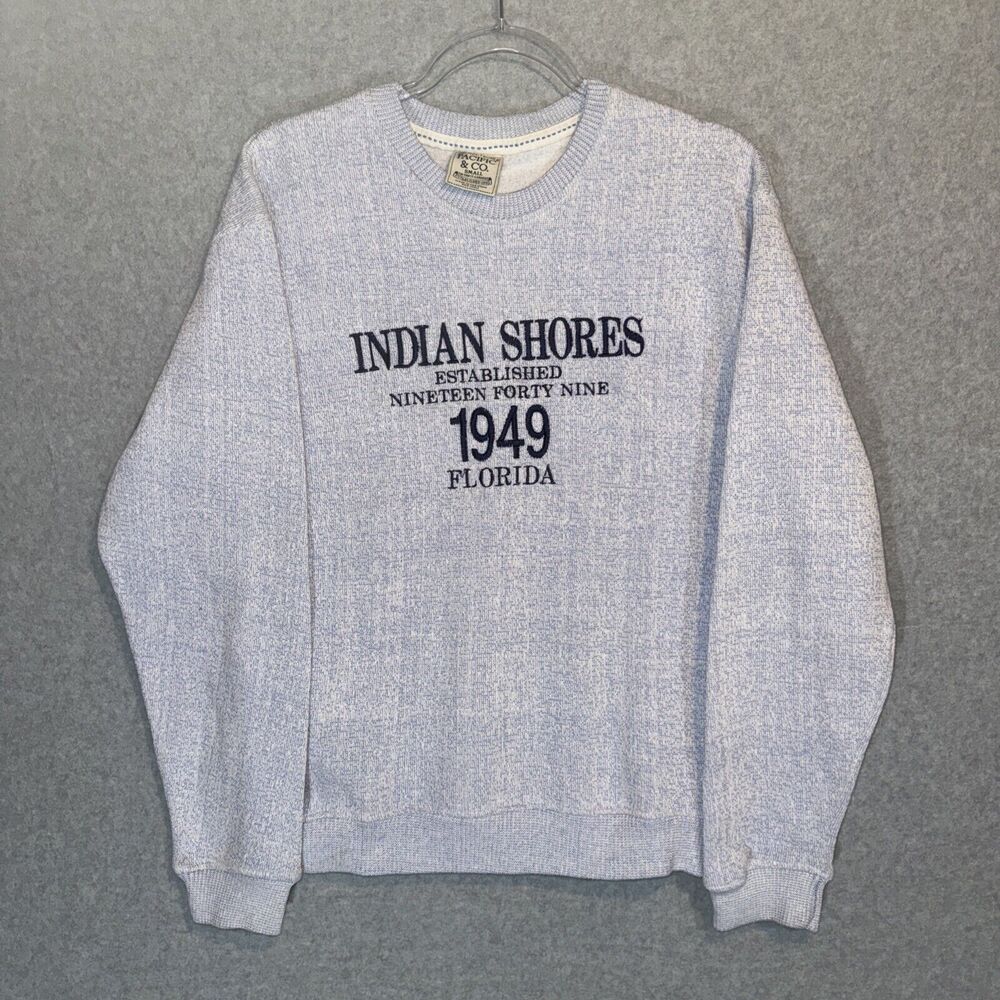 Pacific & Co Indian Shores Florida Sweatshirt‎ Men's Size Small Blue Vintage